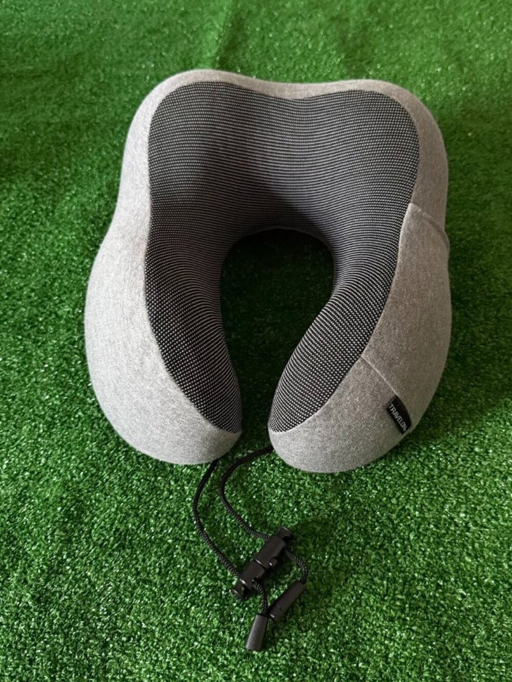 Travelon Contoured Memory Foam Neck Pillow Charcoal Gray Plush Cover Travel